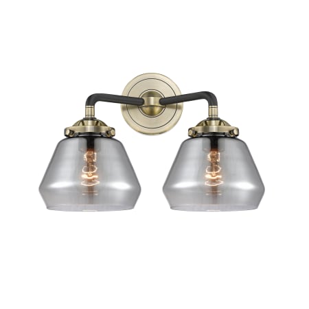 A large image of the Innovations Lighting 284-2W Fulton Black Antique Brass / Smoked