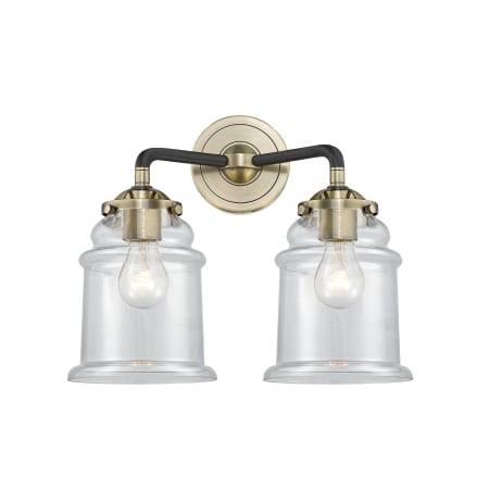 A large image of the Innovations Lighting 284-2W Canton Black Antique Brass / Clear