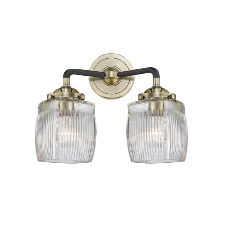 A large image of the Innovations Lighting 284-2W Colton Black Antique Brass / Clear