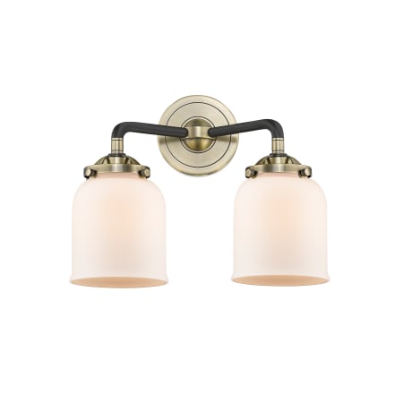 A large image of the Innovations Lighting 284-2W Small Bell Black Antique Brass / Matte White Cased