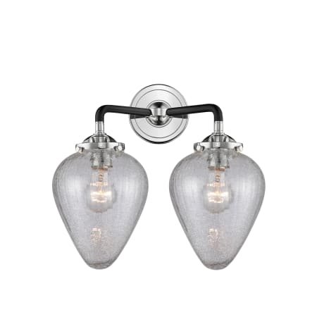 A large image of the Innovations Lighting 284-2W Geneseo Black Polished Nickel / Clear Crackle