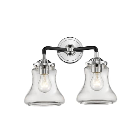 A large image of the Innovations Lighting 284-2W Bellmont Black Polished Nickel / Clear