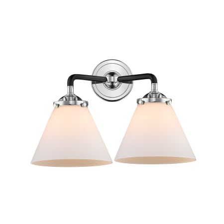 A large image of the Innovations Lighting 284-2W Large Cone Black Polished Nickel / Matte White Cased