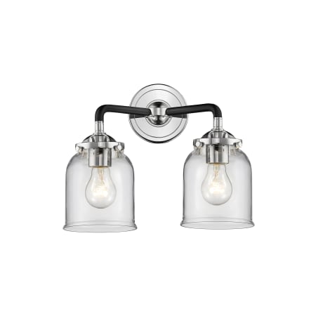 A large image of the Innovations Lighting 284-2W Small Bell Black Polished Nickel / Clear