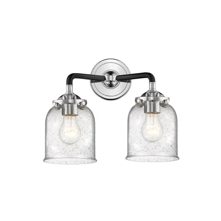 A large image of the Innovations Lighting 284-2W Small Bell Black Polished Nickel / Seedy