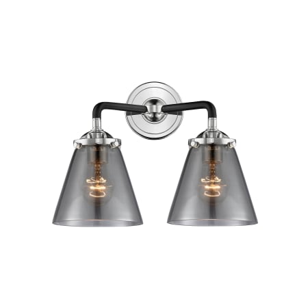 A large image of the Innovations Lighting 284-2W Small Cone Black Polished Nickel / Smoked