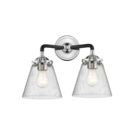 A large image of the Innovations Lighting 284-2W Small Cone Black Polished Nickel / Seedy