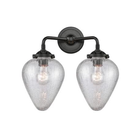 A large image of the Innovations Lighting 284-2W Geneseo Oil Rubbed Bronze / Clear Crackle