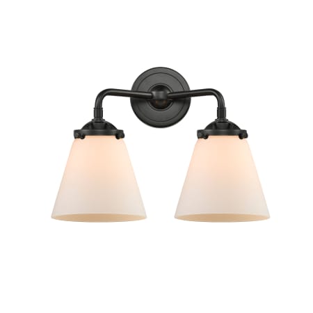 A large image of the Innovations Lighting 284-2W Small Cone Oil Rubbed Bronze / Matte White Cased