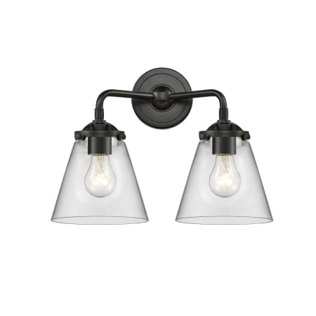 A large image of the Innovations Lighting 284-2W Small Cone Oil Rubbed Bronze / Clear