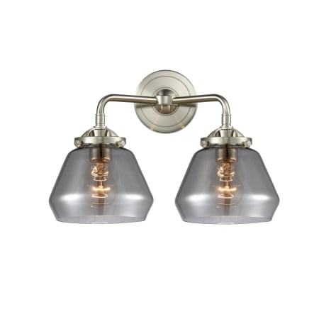 A large image of the Innovations Lighting 284-2W Fulton Brushed Satin Nickel / Smoked