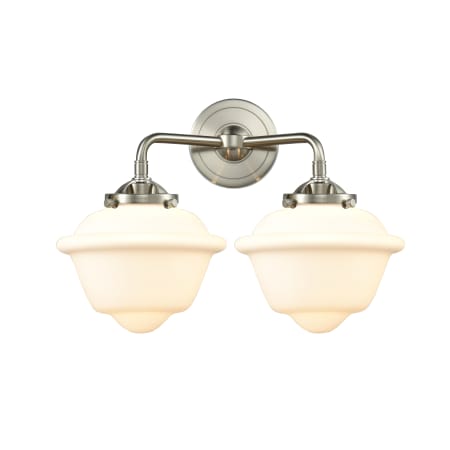 A large image of the Innovations Lighting 284-2W Small Oxford Brushed Satin Nickel / Matte White Cased