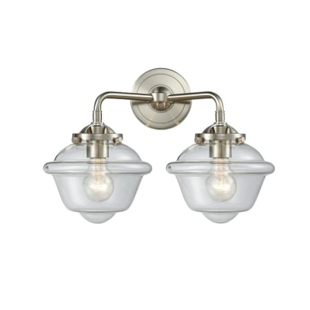 A large image of the Innovations Lighting 284-2W Small Oxford Brushed Satin Nickel / Clear