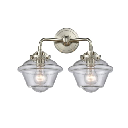 A large image of the Innovations Lighting 284-2W Small Oxford Brushed Satin Nickel / Seedy