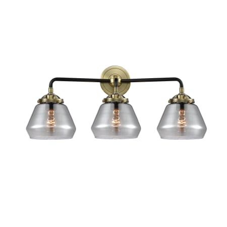 A large image of the Innovations Lighting 284-3W Fulton Black Antique Brass / Smoked