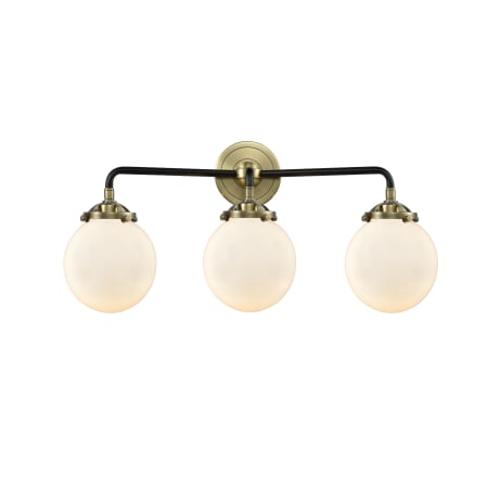 A large image of the Innovations Lighting 284-3W-6 Beacon Black Antique Brass / Gloss White