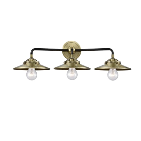 A large image of the Innovations Lighting 284-3W Railroad Black Antique Brass