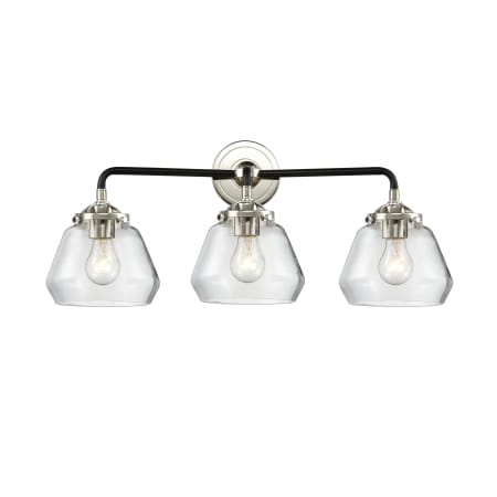 A large image of the Innovations Lighting 284-3W Fulton Black Polished Nickel / Clear