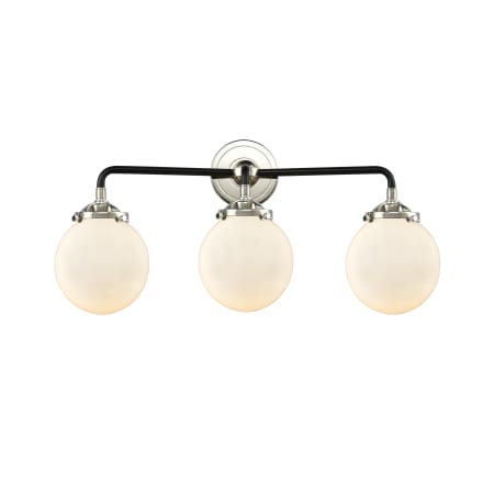 A large image of the Innovations Lighting 284-3W-6 Beacon Black Polished Nickel / Gloss White