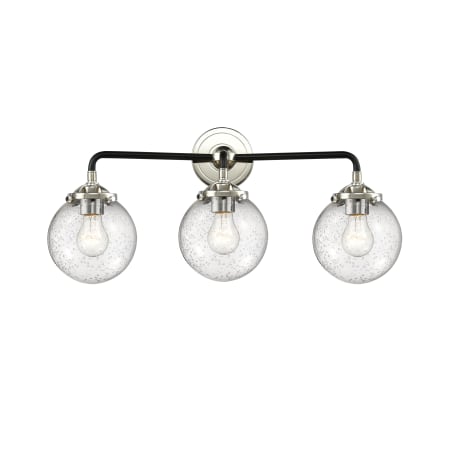 A large image of the Innovations Lighting 284-3W-6 Beacon Black Polished Nickel / Seedy Globe