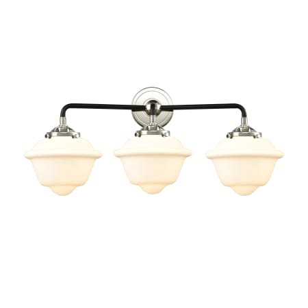 A large image of the Innovations Lighting 284-3W Small Oxford Black Polished Nickel / Matte White Cased