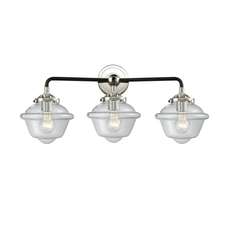 A large image of the Innovations Lighting 284-3W Small Oxford Black Polished Nickel / Clear