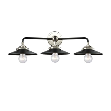 A large image of the Innovations Lighting 284-3W Railroad Black Polished Nickel / Matte Black