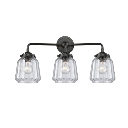 A large image of the Innovations Lighting 284-3W Chatham Oil Rubbed Bronze / Clear