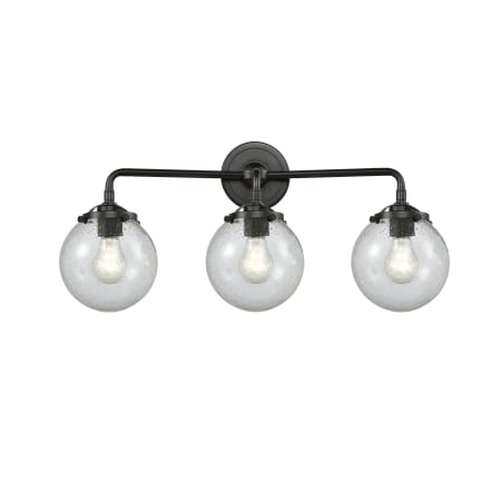 A large image of the Innovations Lighting 284-3W-6 Beacon Oil Rubbed Bronze / Seedy