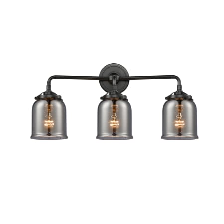 A large image of the Innovations Lighting 284-3W Small Bell Oil Rubbed Bronze / Smoked