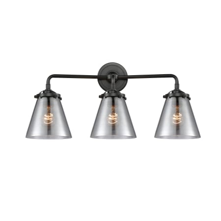 A large image of the Innovations Lighting 284-3W Small Cone Oil Rubbed Bronze / Smoked