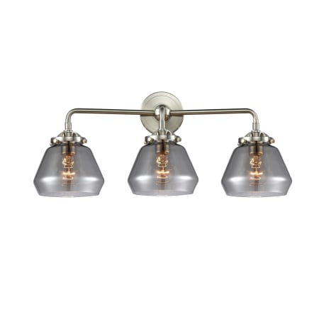 A large image of the Innovations Lighting 284-3W Fulton Brushed Satin Nickel / Smoked