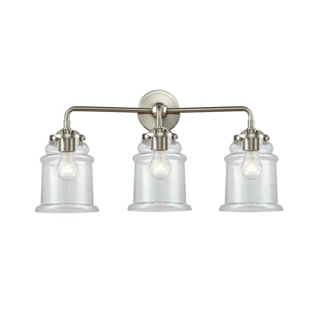 A large image of the Innovations Lighting 284-3W Canton Brushed Satin Nickel / Clear