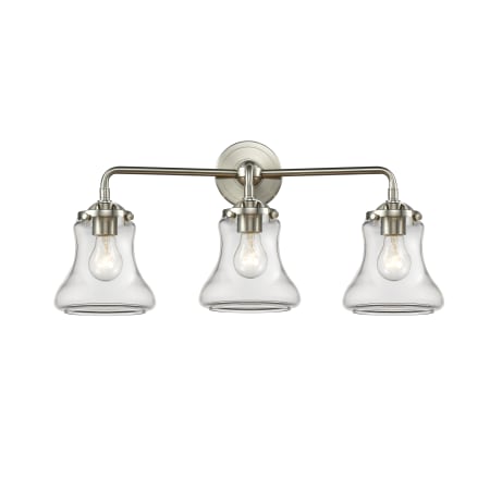 A large image of the Innovations Lighting 284-3W Bellmont Brushed Satin Nickel / Clear