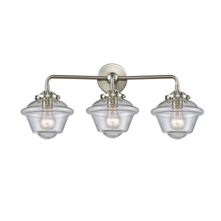 A large image of the Innovations Lighting 284-3W Small Oxford Brushed Satin Nickel / Seedy