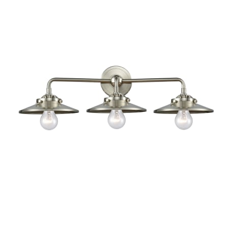 A large image of the Innovations Lighting 284-3W Railroad Brushed Satin Nickel