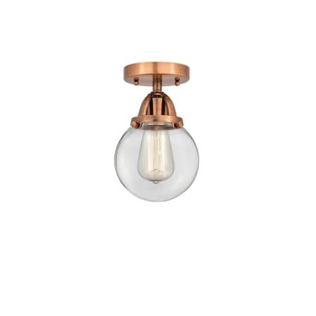A large image of the Innovations Lighting 288-1C-9-6 Beacon Semi-Flush Antique Copper / Clear