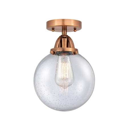 A large image of the Innovations Lighting 288-1C-12-8 Beacon Semi-Flush Antique Copper / Seedy