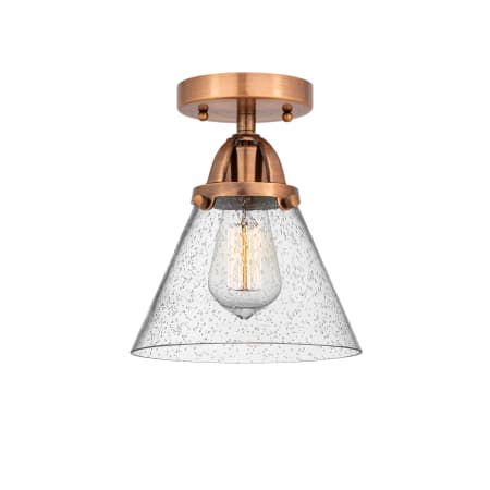 A large image of the Innovations Lighting 288-1C-10-8 Cone Semi-Flush Antique Copper / Seedy