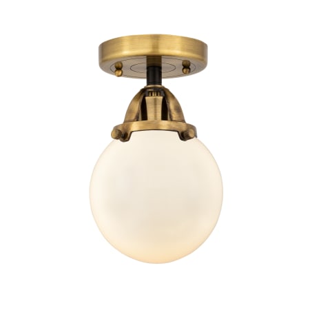 A large image of the Innovations Lighting 288-1C-10-6 Beacon Semi-Flush Black Antique Brass / Matte White