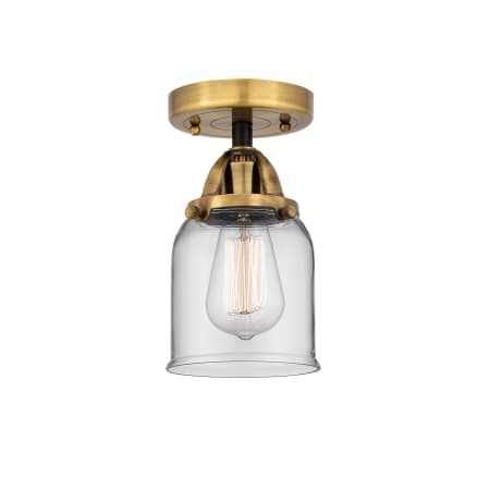 A large image of the Innovations Lighting 288-1C-9-5 Bell Semi-Flush Black Antique Brass / Clear