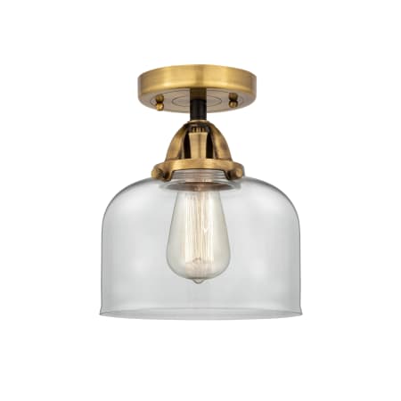 A large image of the Innovations Lighting 288-1C-9-8 Bell Semi-Flush Black Antique Brass / Clear