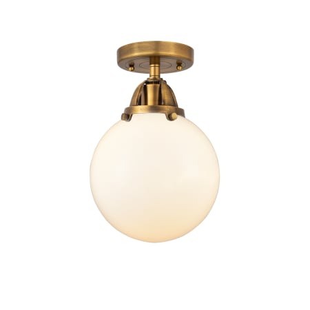 A large image of the Innovations Lighting 288-1C-11-8 Beacon Semi-Flush Brushed Brass / Matte White