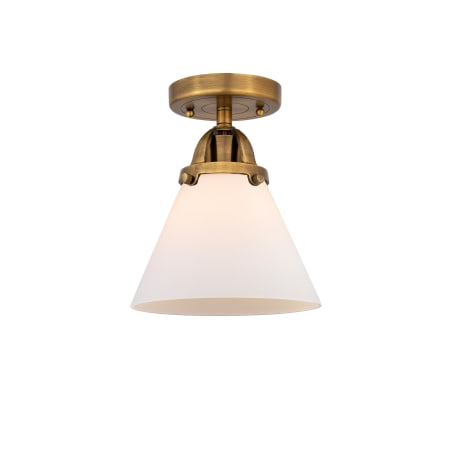 A large image of the Innovations Lighting 288-1C-10-8 Cone Semi-Flush Brushed Brass / Matte White