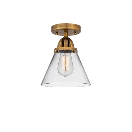 A large image of the Innovations Lighting 288-1C-10-8 Cone Semi-Flush Brushed Brass / Clear