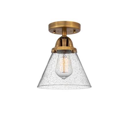 A large image of the Innovations Lighting 288-1C-10-8 Cone Semi-Flush Brushed Brass / Seedy