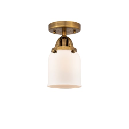 A large image of the Innovations Lighting 288-1C-9-5 Bell Semi-Flush Brushed Brass / Matte White