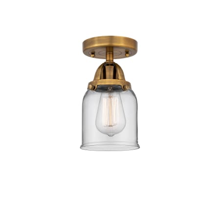 A large image of the Innovations Lighting 288-1C-9-5 Bell Semi-Flush Brushed Brass / Clear