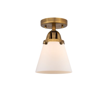 A large image of the Innovations Lighting 288-1C-9-6 Cone Semi-Flush Brushed Brass / Matte White