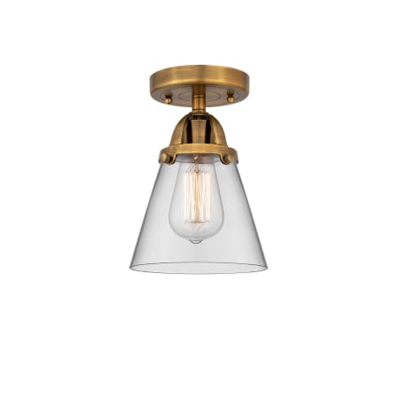 A large image of the Innovations Lighting 288-1C-9-6 Cone Semi-Flush Brushed Brass / Clear